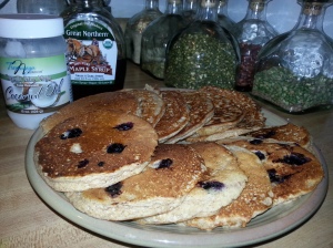 Protein pancakes with fresh blueberries!